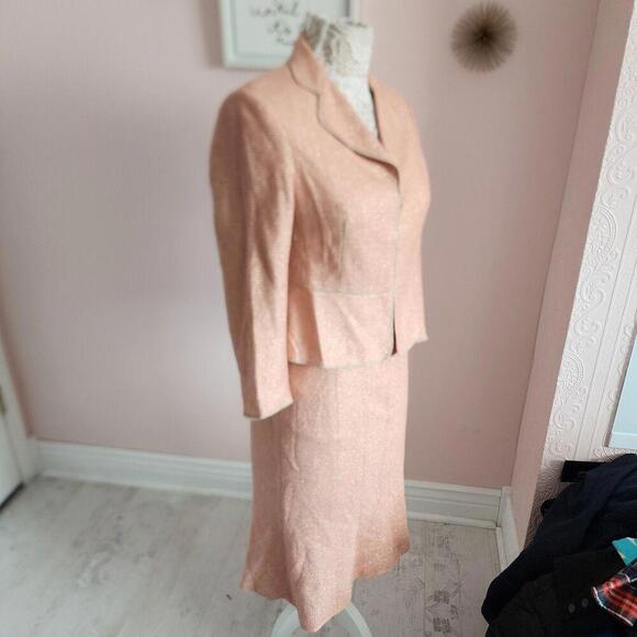 Flawless kulson Italy tweed womens suit skirt blazer jacket set pink gold 46 - Picture 2 of 9